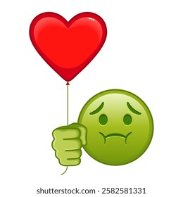 Nauseated face with red heart baloon Large size of green emoji smile