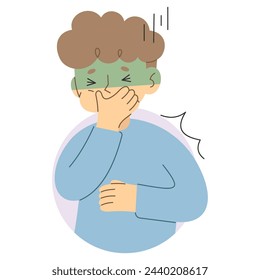 Nauseous 4 cute on a white background, vector illustration.