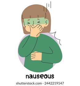 Nauseous 7 lindo sobre un fondo blanco, ilustración vectorial.
