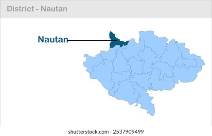 Mapa del subdistrito de Nautan, Distrito de Siwan, Estado de Bihar, República de la India, Gobierno de Bihar, Territorio indio, India oriental, política, aldea, turismo