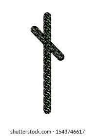 Nauthis. Ancient Scandinavian runes Futhark. Used in magical scripts, amulets, fortune telling. Scandinavian and Germanic writing. White background