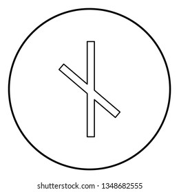 Nauthis rune Neidis need night not symbol icon outline black color vector in circle round illustration flat style simple image