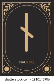 Nauthiz runa. Pain, embarrassment, necessity. Vector illustration.