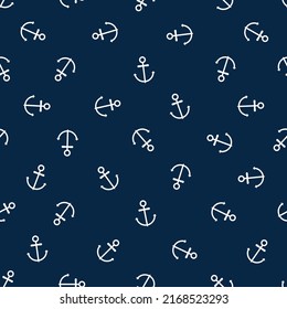 Nautica, White Anchors And Marine Graphic, Vector, Seamless Pattern, Boy Anchor Pattern, Wallpaper Marine, Navy Background