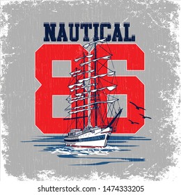 Nautical 86 vector graphic design.