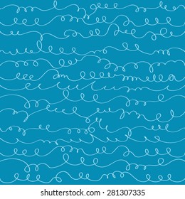 Nautical abstract hand drawn background. Borders set. Seamless pattern.