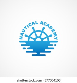 Nautical academy logo template design. Vector illustration.