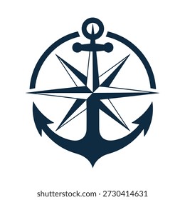 Náutico âncora de um logotipo de bússola