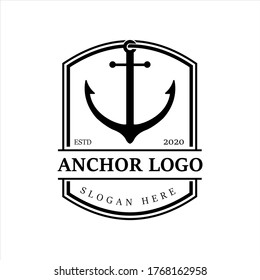 nautical anchor design logo template simple