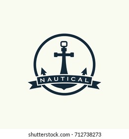 nautical anchor design logo template