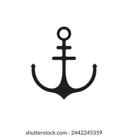 Nautical Anchor Filled Icon Vector Illustration