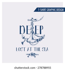 Nautical Anchor Graphic Design - for t-shirt, fashion, prints - in vector