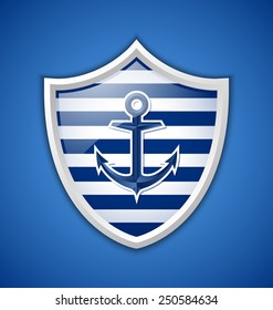 Nautical anchor icon or badge on blue background