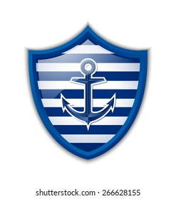 Nautical anchor icon or badge on white background