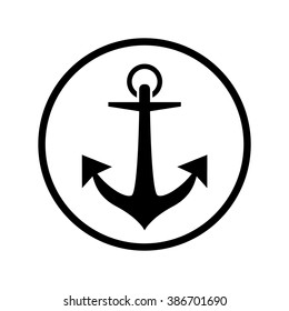 Nautical anchor icon in circle . Vector illustration