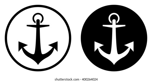 Nautical anchor icon in circle . Vector illustration