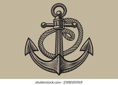 Nautical Anchor Icon: Hand-Drawn Vector Illustration for Marine-Themed Designs and Branding