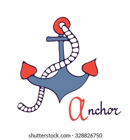 Nautical anchor. A is for Anchor. Illustration in vector format