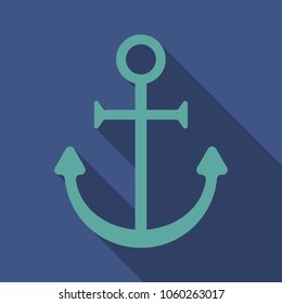 Nautical Anchor isolated background. Ship anchor, vintage icon. Vector illustration for marine and heraldry design.