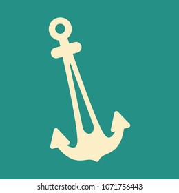 Nautical Anchor isolated background. Ship anchor, vintage icon. Vector illustration for marine and heraldry design.