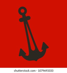 Nautical Anchor isolated background. Ship anchor, vintage icon. Vector illustration for marine and heraldry design.