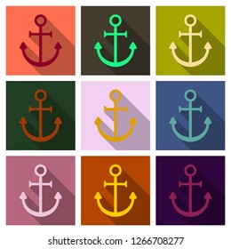 Nautical Anchor isolated background. Ship anchor, vintage icon. Vector illustration for marine and heraldry design.