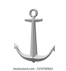 Nautical anchor. Isolated on white background. 3D vector illustration.