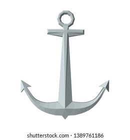 Nautical anchor. Isolated on white background. 3D vector illustration. Front view.