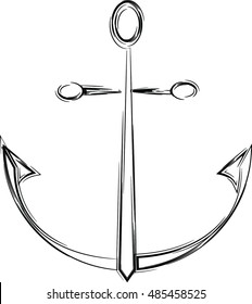 Nautical Anchor isolated on a white background. Vector illustration