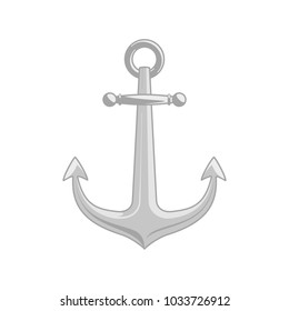 Nautical Anchor isolated white background. Ship anchor, vintage icon. Vector illustration for marine and heraldry design. EPS 10.