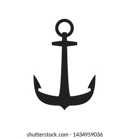 Nautical Anchor isolated white background. Ship anchor, vintage icon. Vector illustration for marine and heraldry design. EPS 10.