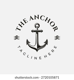 Diseño del logotipo del ancla náutica para la marina y costera
