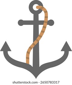 Nautical Anchor with Rope Illustration
