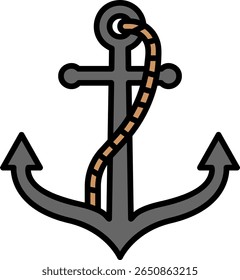 Nautical Anchor with Rope Illustration