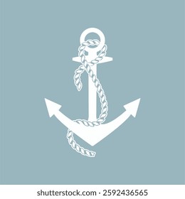 Nautical anchor with rope. Vector illustration.	

