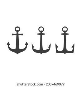 El Ancla Náutica fijó un fondo blanco aislado. Colección de anclas marinas antiguas. Anuncio de envío, icono de vintage. Ilustración vectorial para diseño marino y herálico. EPS 10.