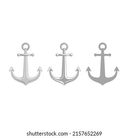 Nautical Anchor set isolated white background. Vintage sea anchors collection. Ship anchor, vintage icon. Premium collection. Vector illustration for marine and heraldry design. EPS 10.
