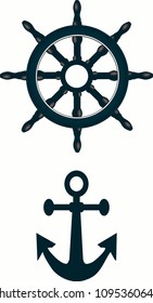 nautical anchor, ship anchor, vintage icon, vector illustration for marine and nautical design