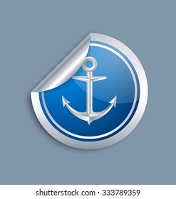 Nautical anchor sticker icon on bluish grey background