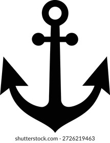 Ícone do vetor da âncora náutica: Símbolo marinho da silhueta preta para vela, marinha e projeto marítimo