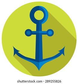Nautical anchor. Vector illustration in flat style.