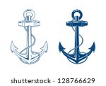 Nautical Anchor vector isolated white, blue