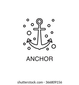Nautical Anchor vector line art icon. Summer vacation illustration.
