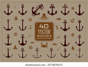 Nautical anchor vector set icons