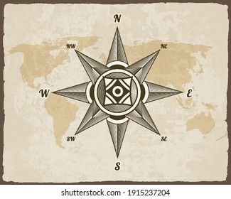 Nautical Antique Compass Sign On Old Stock Vector (Royalty Free ...