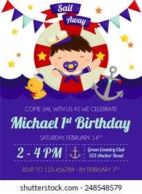 Nautical Baby Boy Birthday Invitation