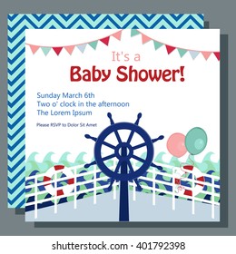 Nautical Baby shower card design with boat 