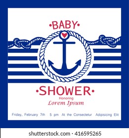 Nautical Baby shower card design with anchor 