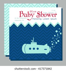 Nautical Baby shower card design with submarine