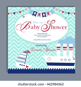 Nautical Baby shower card design with boats